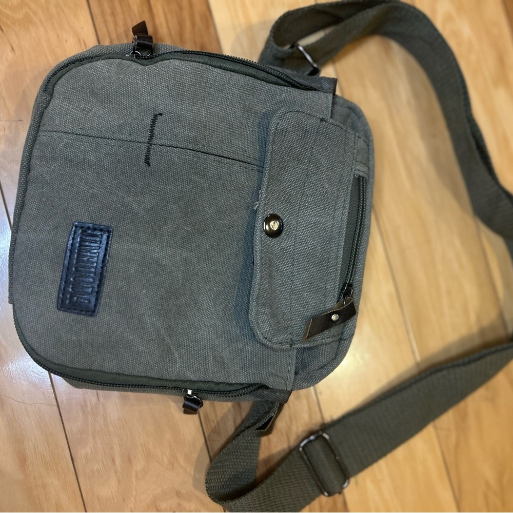 Olive Green Canvas Men’s Crossbody Chest Bag - Picture 3 of 12